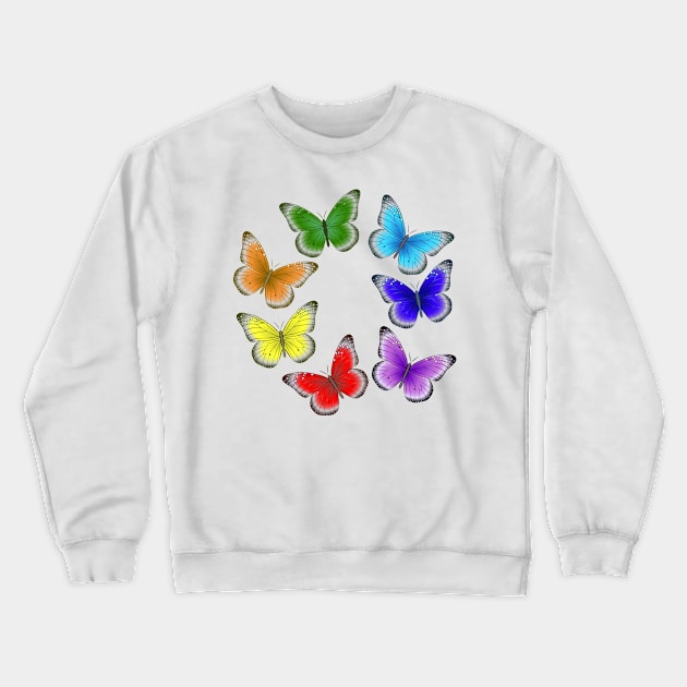 Dance of colorful butterflies Crewneck Sweatshirt by IrinaGuArt